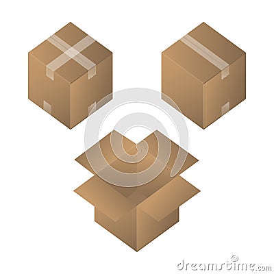 Set of cardboard boxes Vector Illustration