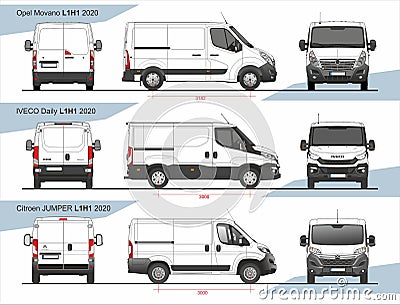 Set of Cargo Delivery Vans L1H1 2020 Editorial Stock Photo