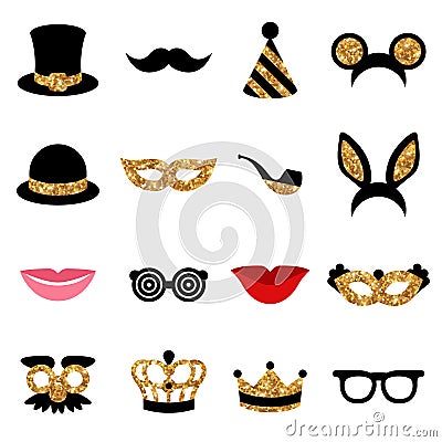 Set of Carnival Icons and Objects Vector Illustration