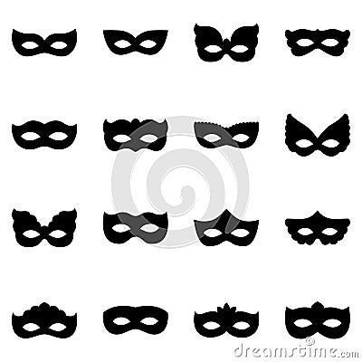 Set of carnival mask silhouettes, illustration Vector Illustration