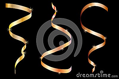 Set of carnival party serpentine decoration. Vector Illustration