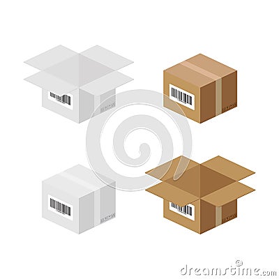 Set of carton paper box Cartoon Illustration