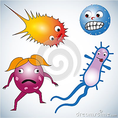 Set of Cartoon bacteria Vector Illustration