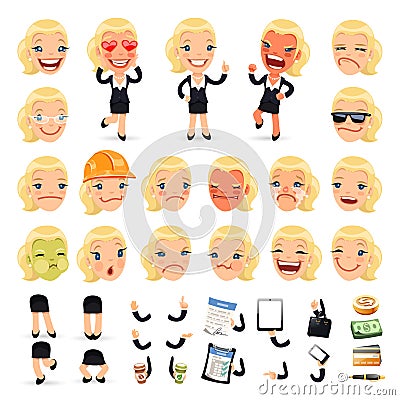 Set of Cartoon Businesswoman Character for Your Vector Illustration