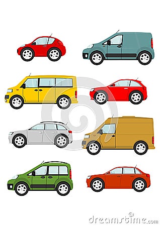 Set of cartoon cars Vector Illustration