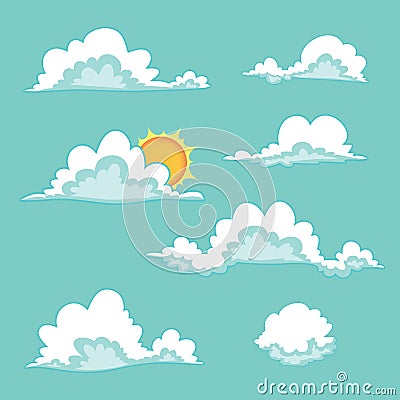 Set of cartoon clouds. Vector Illustration