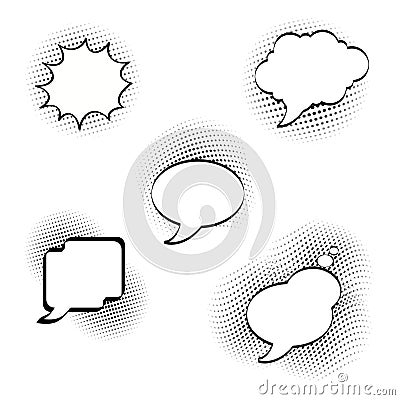 Set of Cartoon,Comic Speech Bubbles, Empty Dialog Clouds with Ha Vector Illustration