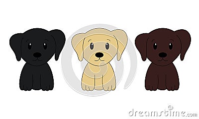 Set with cartoon cute Labrador. Vector illustration. Vector Illustration