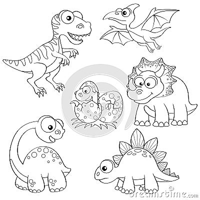 Set of cartoon dinosaurs Vector Illustration