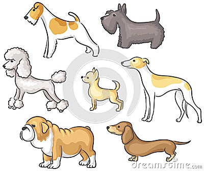 Set of cartoon dogs Vector Illustration