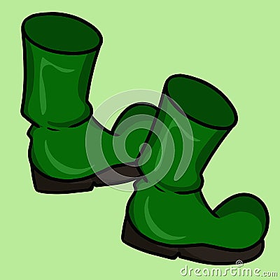 A set of cartoon drawings for the feast of St. Patrick. Green leprechaun boots. Vector . Vector Illustration