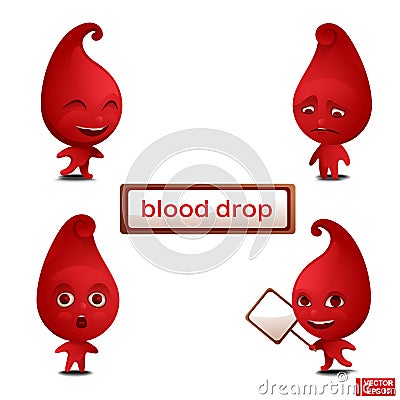 Set of cartoon drop blood Vector Illustration