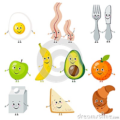 Set of cartoon food Vector Illustration