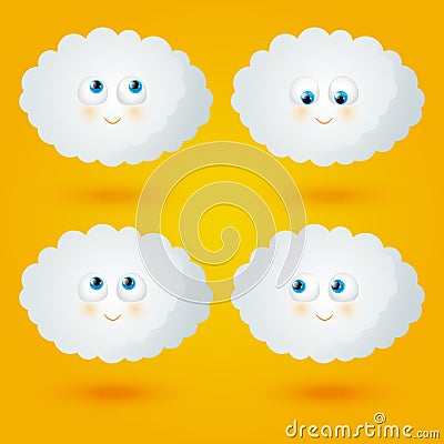 Set of cartoon funny clouds Vector Illustration