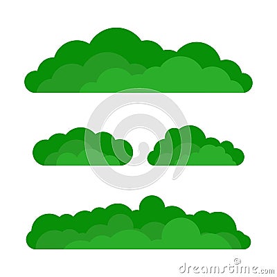 Set of cartoon green bushes Vector Illustration