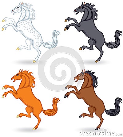 Set of cartoon horse Vector Illustration