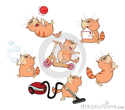 Set of Cartoon Illustration. A Cute Cats for you Design Vector Illustration