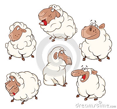 Set of Cartoon Illustration.A Different Sheep for you Design. Cartoon Character Vector Illustration