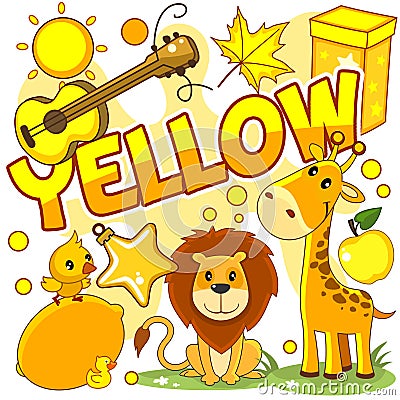 Illustrations of yellow color. Vector Illustration