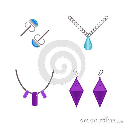 Set of cartoon jewelry accessories vector. Vector Illustration