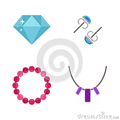 Set of cartoon jewelry accessories vector. Vector Illustration