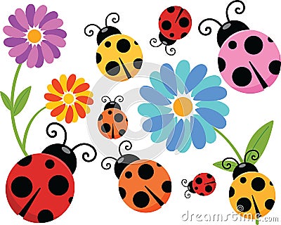 Cartoon Ladybug Clipart Vector Illustration