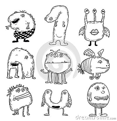 Set of cartoon monsters. vector illustration Vector Illustration