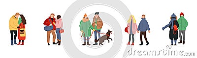 People in winter outwear Vector Illustration