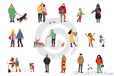 People in winter outwear Vector Illustration