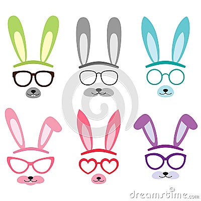 Set of cartoon vector bunny ears Vector Illustration