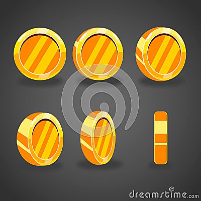 Set with cartoon vector coins Vector Illustration