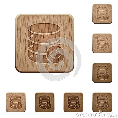 Database programming wooden buttons Stock Photo