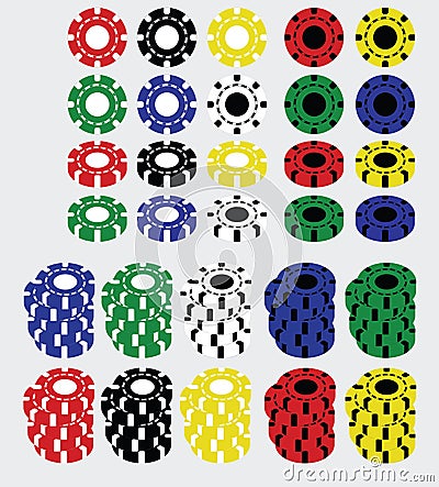 Set of casino chips Vector Illustration