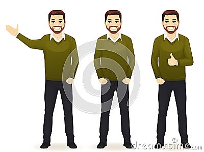 Set of casual business man Vector Illustration