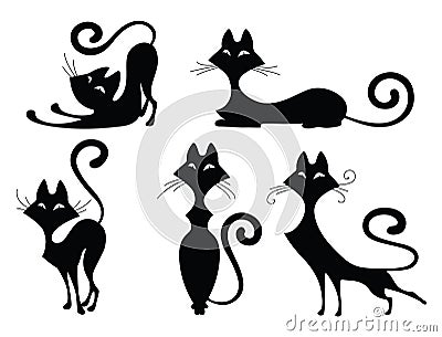 Set of cat silhouettes Stock Photo