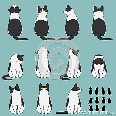 Set of cat sitting poses Vector Illustration