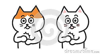 Set of cats recognizing something. Vector Illustration