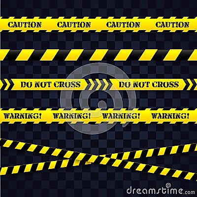 Set of caution tapes. Vector illustration. Vector Illustration