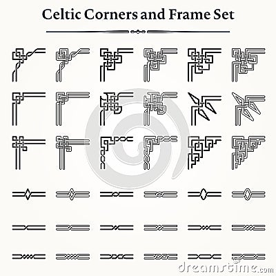 Set of Celtic Corners and Frames Vector Illustration