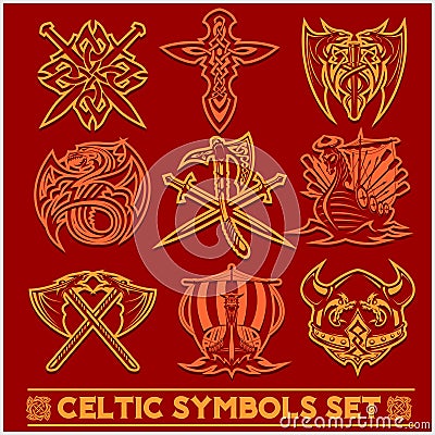 Set of Celtic symbols icons vector. Vector Illustration