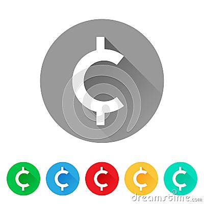 Set of cent sign icons, currency symbol Vector Illustration