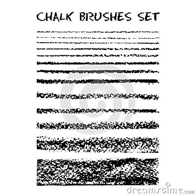 Set of chalk brushes. Vector Illustration