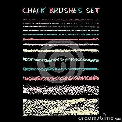 Set of chalk brushes. Vector Illustration