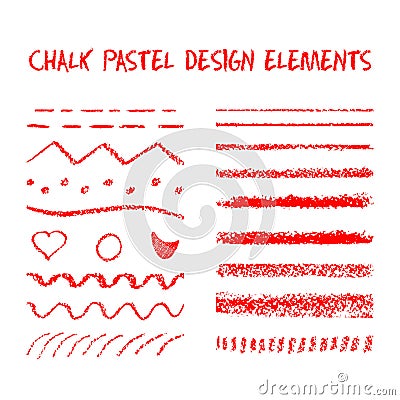 Set of chalk brushes. Vector Illustration