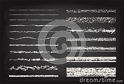 Set of chalk strokes. Hand drawn grunge lines on chalkboard background. Seamless lines can be used as art and pattern Stock Photo
