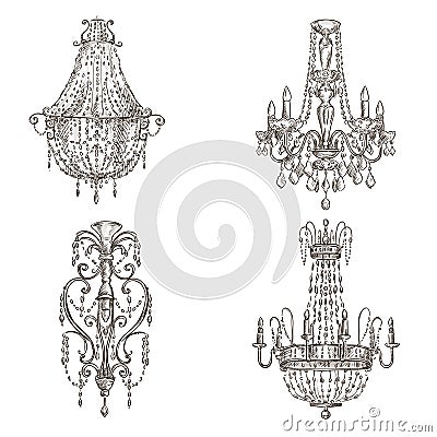 Set Of Chandelier Drawings Royalty Free Stock Photography - Image: 36624207