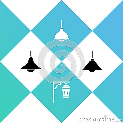 Set Chandelier, Vintage street light, Lamp hanging and icon. Vector Vector Illustration