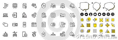 Set of Chat bubble, Engineering team and Cloakroom line icons for web app. Pictogram icon Vector Stock Photo