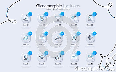 Set of Checkbox, Music making and Inspect line icons for web app. Pictogram icon. Vector Stock Photo