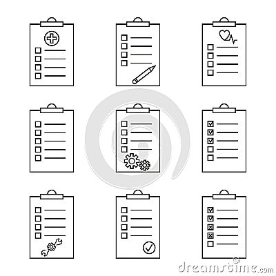 Set of checklist. Vector Illustration